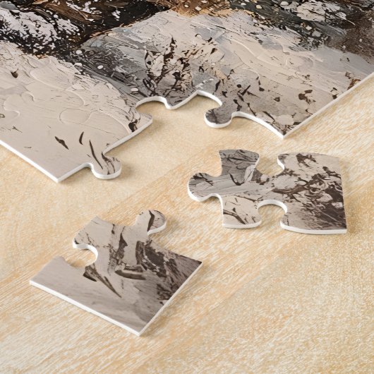 Kerstman aaien een rendier schilderij Legpuzzel (Zijkant)