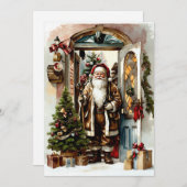  Kerstman aan de deur Feestdagenkaart (Voorkant / Achterkant)