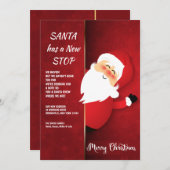 Kerstman aan de deur Nieuw adres Kerstkaart (Voorkant / Achterkant)