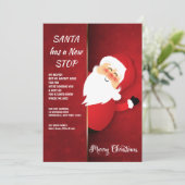 Kerstman aan de deur Nieuw adres Kerstkaart (Staand voorkant)