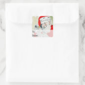 Kerstman aan de telefoon cadeaukaartje vierkante sticker (Tas)