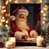  kerstman aan het kerstbalie feestdagen kaart