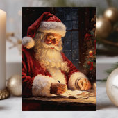  kerstman aan het kerstbalie feestdagen kaart