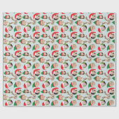 Kerstman Aangepast zes foto Funny Holiday Gift Cadeaupapier (Vlak)