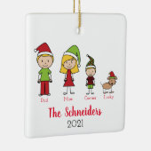 Kerstman - Aangepaste familie met hond Keramisch Ornament (Rechts)
