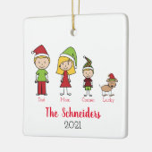 Kerstman - Aangepaste familie met hond Keramisch Ornament (Links)