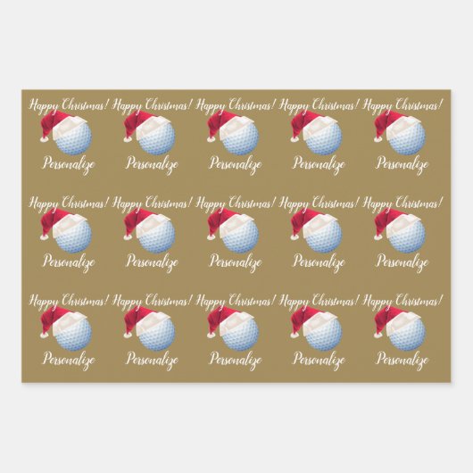 Kerstman - Aangepaste Golf Ball Sports Santa Wrap Inpakpapier Vel (Voorkant 3)