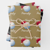 Kerstman - Aangepaste Golf Ball Sports Santa Wrap Inpakpapier Vel (In situ)