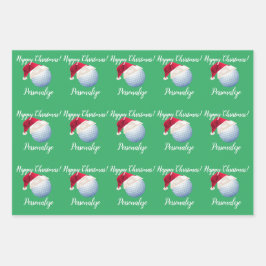 Kerstman - Aangepaste Golf Ball Sports Santa Wrap Inpakpapier Vel