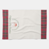 Kerstman Aangepaste Naam Achternaam & Tekst Kerstm Theedoek (Horizontaal)