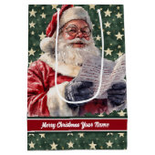  Kerstman Aangepaste Naam Gift Bag Holiday Medium Cadeauzakje (Achterkant)