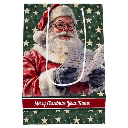  Kerstman Aangepaste Naam Gift Bag Holiday Medium Cadeauzakje (Achterkant)