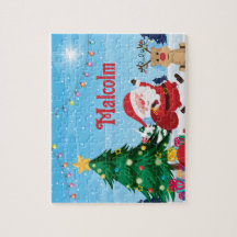 Kerstman Aangepaste Naam Kind Puzzel