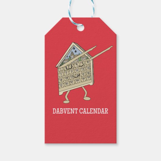 Kerstman Adventkalender Grappige Christelijke Reli Cadeaulabel (Voorkant)
