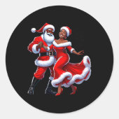 Kerstman Afrikaanse Kerstman Mevrouw Claus Dancing Ronde Sticker (Voorkant)