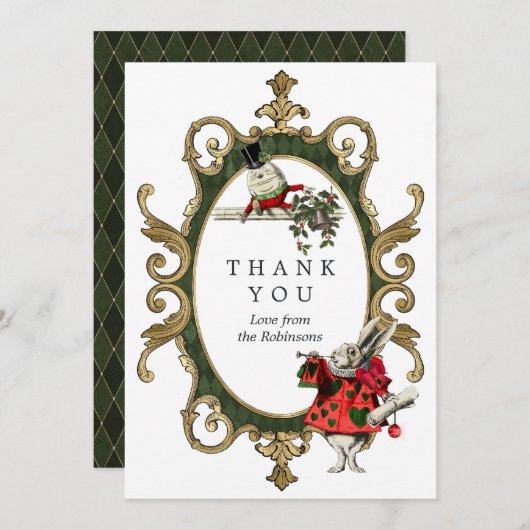 Kerstman Alice in het Wonderland Baby shower Bedankkaart (Voorkant / Achterkant)