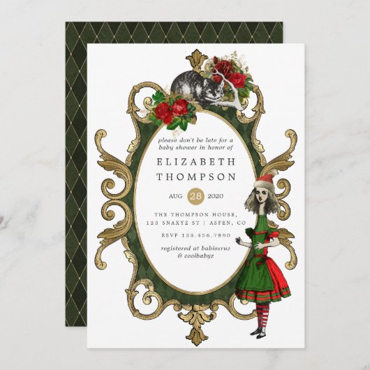Kerstman Alice in het Wonderland Baby shower Kaart (Voorkant / Achterkant)