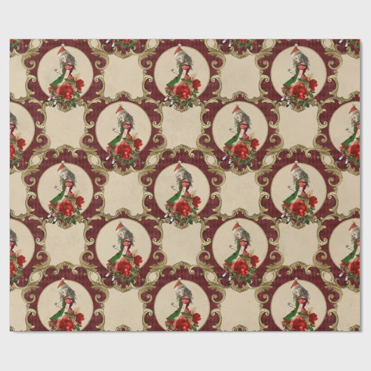Kerstman Alice in Wonderland Cadeaupapier (Vlak)