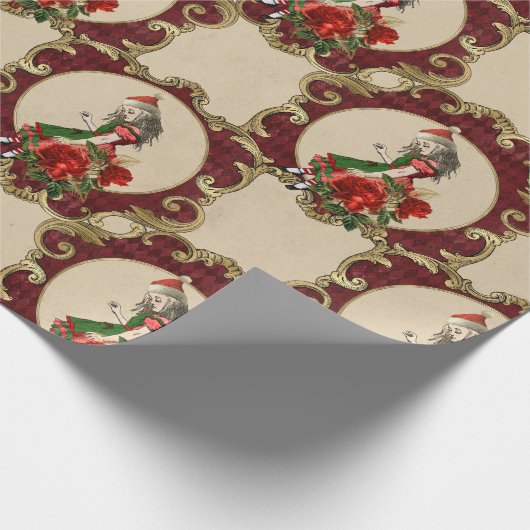 Kerstman Alice in Wonderland Cadeaupapier (Hoek)