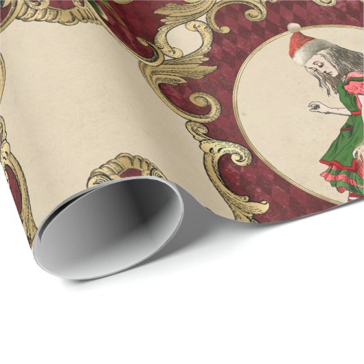 Kerstman Alice in Wonderland Cadeaupapier (Rol Hoek)