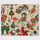 Kerstman Alice in Wonderland Cadeaupapier (Vlak)