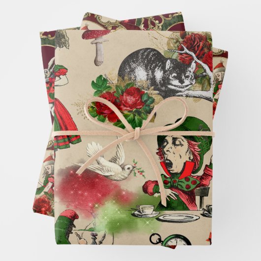 Kerstman Alice in Wonderland Inpakpapier Vel (In situ)