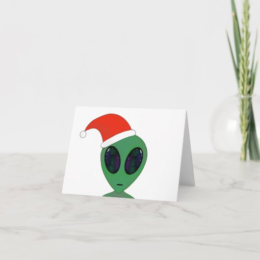 Kerstman alien feestdagen kaart (Voorkant)