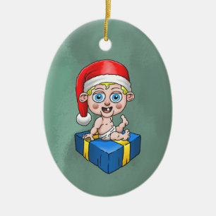 Kerstman als baby keramisch ornament