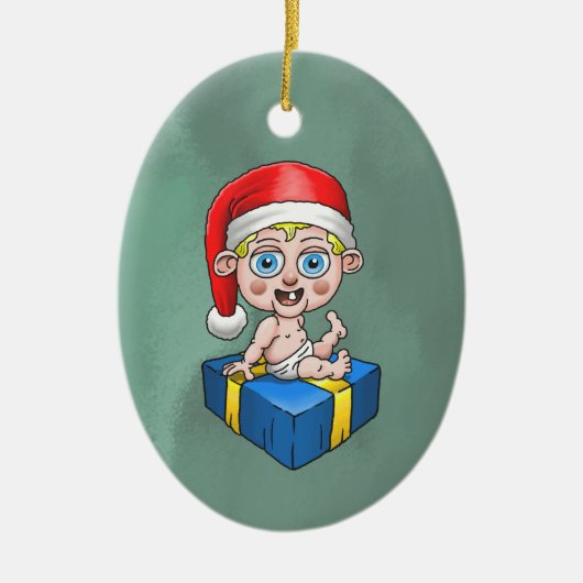 Kerstman als baby keramisch ornament (Voorkant)