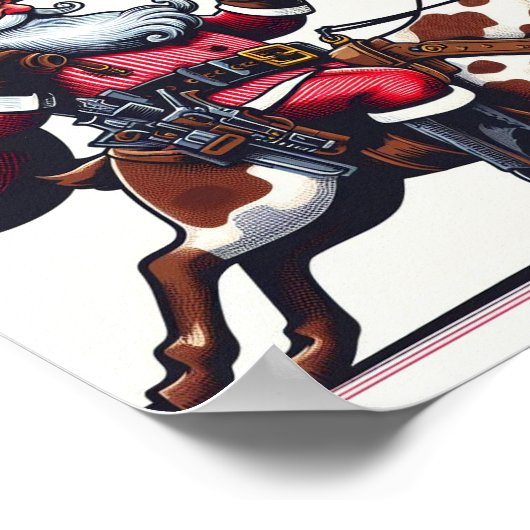 Kerstman als cowboy poster (Hoek)