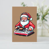 Kerstman als DJ: 8-bit Kerstmis Cheer Kaart (Staand voorkant)