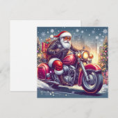 Kerstman als motorrijder feestdagenkaart (Voorkant / Achterkant)
