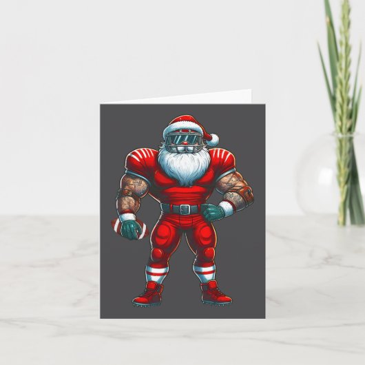 Kerstman American Football Speler Prettig Kerstfee Kaart (Voorkant)