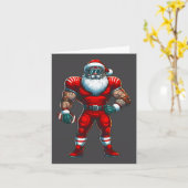 Kerstman American Football Speler Prettig Kerstfee Kaart (Gele Bloem)