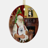 Kerstman- Amerikaanse Eskimohond Keramisch Ornament (Rechts)