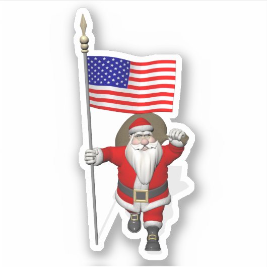 Kerstman Amerikaanse Patriot Sticker (Voorkant)