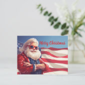Kerstman Amerikaanse vlag Briefkaart (Staand voorkant)