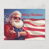 Kerstman Amerikaanse vlag Briefkaart (Voorkant)