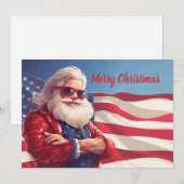 Kerstman Amerikaanse vlag Feestdagenkaart (Voorkant / Achterkant)