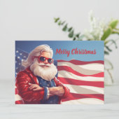 Kerstman Amerikaanse vlag Feestdagenkaart (Staand voorkant)