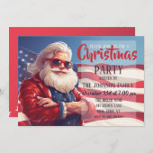 Kerstman Amerikaanse vlag Kaart (Voorkant / Achterkant)