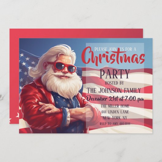 Kerstman Amerikaanse vlag Kaart (Voorkant / Achterkant)