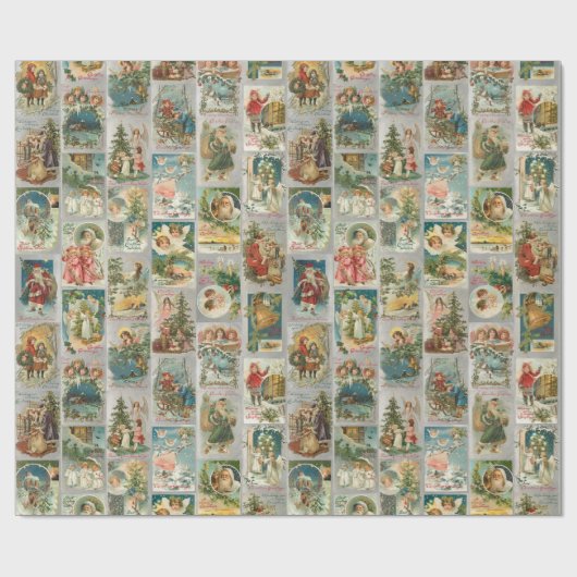  kerstman, Angels en Wintercollage Cadeaupapier (Vlak)