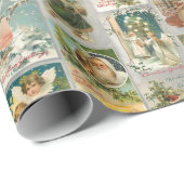 kerstman, Angels en Wintercollage Cadeaupapier (Rol Hoek)