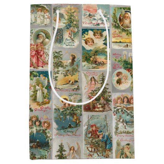  kerstman, Angels en Wintercollage Medium Cadeauzakje (Voorkant)