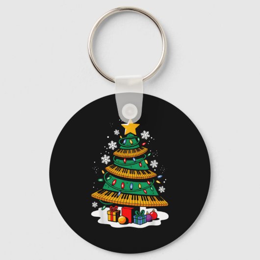 Kerstman Ano Speler Xmas Tree Funny Music Lover S Sleutelhanger (Voorkant)