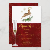 Kerstman Antler Burgundy Gold Brunch Bubble Kaart (Voorkant / Achterkant)