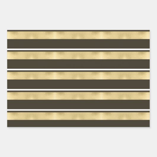 Kerstman Antler Stripes Gold/Br ID864 Inpakpapier Vel (Voorkant 2)