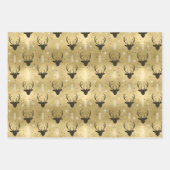 Kerstman Antler Stripes Gold/Br ID864 Inpakpapier Vel (Voorkant)