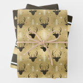 Kerstman Antler Stripes Gold/Br ID864 Inpakpapier Vel (In situ)